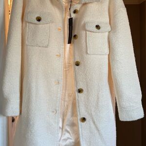 BCBGMaxAzria Cream Teddy Jacket with Button Details
